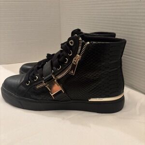 Alto Black Leather boots womens Sz 7 Gold Accents